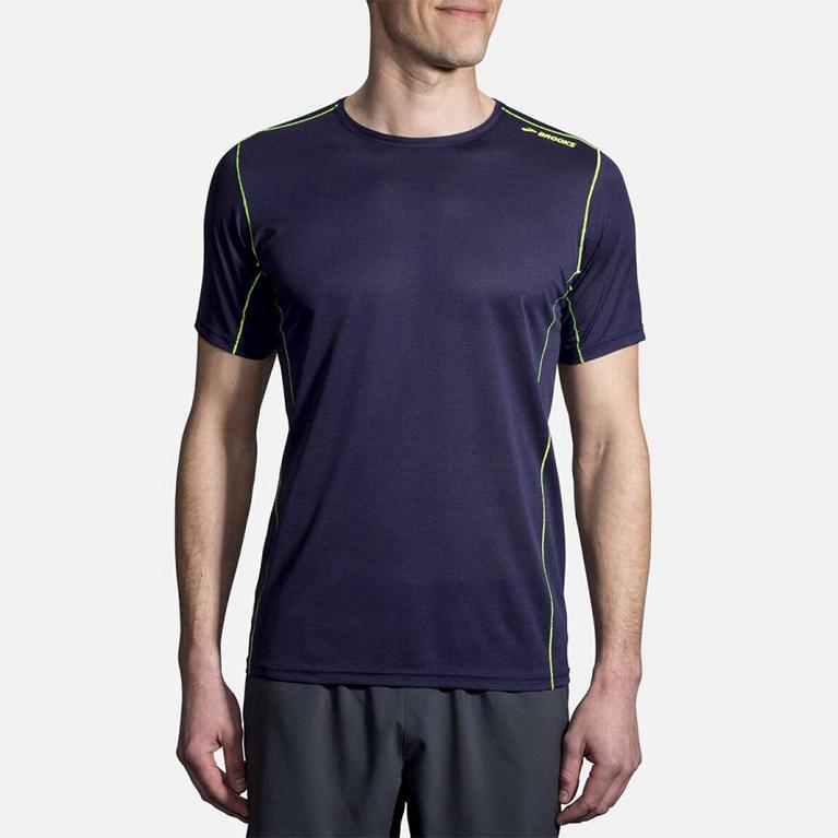 Brooks GHOST Short Sleeve Running Shirt Mens Outlet - Blue (UXD470895)